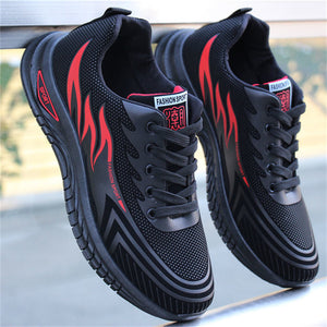Men's Stylish Flame Stripe Ultra Light Lace-Up Sneakers