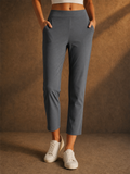 Women High Waist Lightweight Stretch Cropped Travel Pants