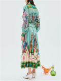Women's Personality Lapel Single Breasted Long Dress