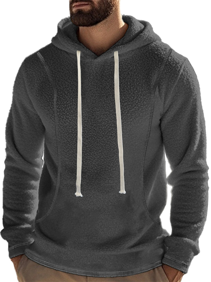 Men's Solid Color Long Sleeve Pullover Fleece Hoodies