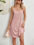 Women's Candy Color U Neck Sleeveless Hollow Out Sundress