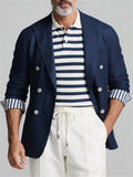 Men's Autumn Blue Casual Lapel Single Breasted Long Sleeve Coats