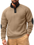 Men's Autumn Contrast Color Half Zipper Stand Collar Pullover Sweatshirts