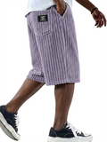 Men Casual Loose Fit Wide Leg Summer Corduroy Shorts