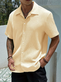Men's Summer Wear Textured Short Sleeve Button Down Shirts