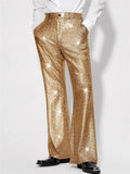 Men's Retro Bling Sequin Plaid Mid Waist Pants