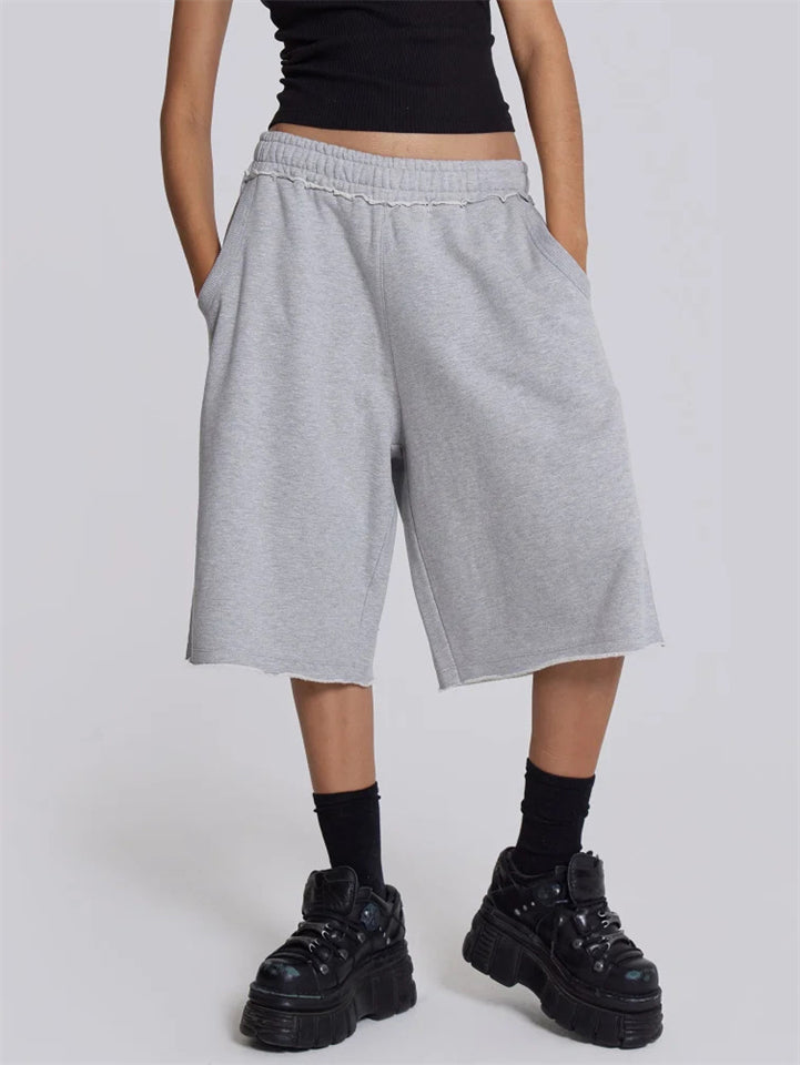 Women's Street Style Gray Comfy Casual Capri Sweatpants