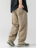 Men's Retro Casual Solid Color Cotton Straight Trousers