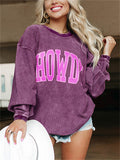 Women's Trendy Howdy Corduroy Crew Neck Sweatshirt