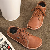 Men's Casual Faux Leather Solid Color Lace Up Low Top Flats Shoes