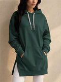 Women Casual Oversized Hoodie Long Sweatshirt with Side Slits