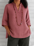 Summer Women's Solid Color Casual V Neck Shirts