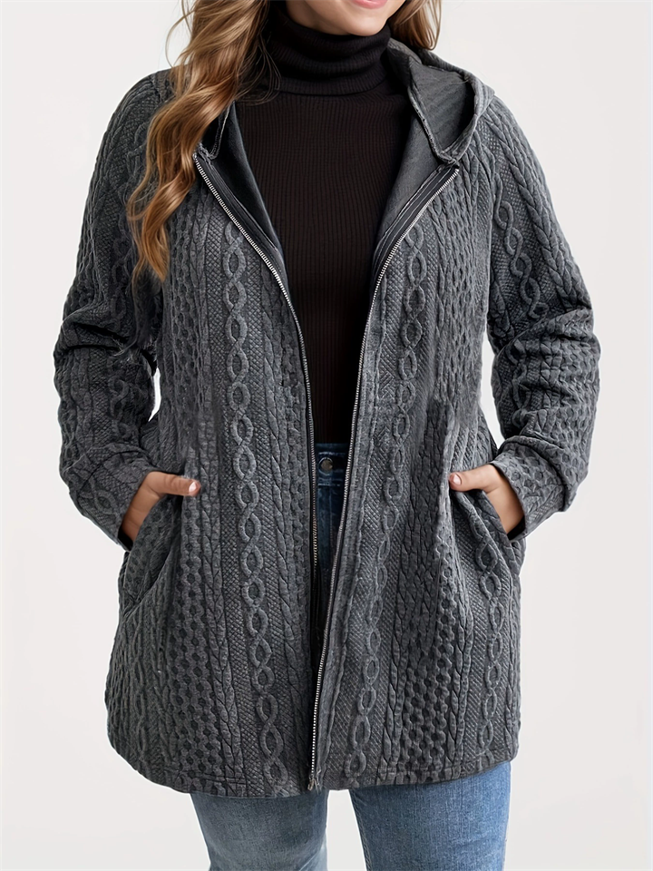 ‌Women's Fashion Zip Up Hooded Jacket for Spring Autumn