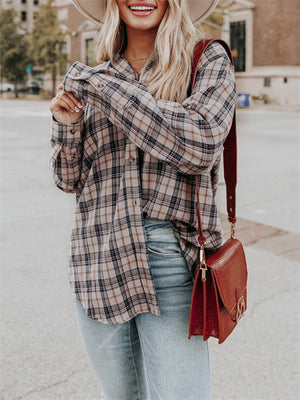 Women's Holiday Leisure Oversized Plaid Hooded Shirt