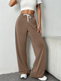 Women's Comfy Casual Solid Color Drawstring Wide Leg Pants