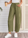 Women's Solid Color Casual Drawstring Cropped Sweatpants