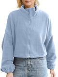Women's Sports Style Stand Collar Zipper Short Sweatshirt
