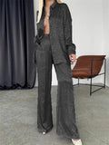 Comfy Long Sleeve Cheetah Print Lapel Shirt and Wide Leg Pant Set