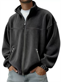 Men's Autumn Casual Loose Fit Zip-Up Fleece Tops