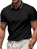 Men's Summer Contrast Trim Quick Dry Polo Collar Short Sleeve Shirts