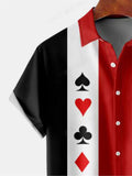 Men's Poker Graphic Print Black White Red Stripe T-Shirt