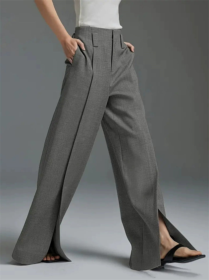 Women's Summer Chic Solid Color High Waist Split Wide Leg Pants