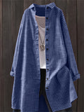 Women's Simple Striped Lapel Long Sleeve Blouses