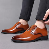 Men's Office Wear British Lace Up Glossy Dress Shoes