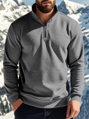 Men's Vintage Autumn Stand Collar Solid Color Long Sleeve Shirts