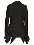 Women's Long Sleeve Lapel Single Breasted Asymmetric Hem Suit Coat