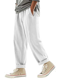Men's Casual Linen Drawstring Wide Leg Beach Pants