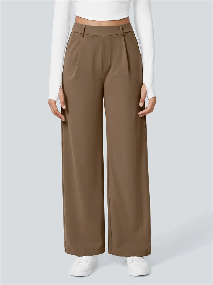 ‌Women's Simple High Waist Drape Wide Leg Casual Suit Pants