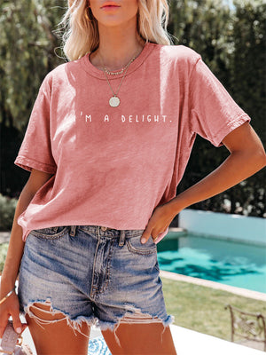 Women's Simple Letter Print Round Neck Short Sleeve Shirts