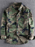Retro Men's Casual Long Sleeve Camouflage Cargo Shirt