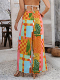 Women's Boho Holiday Style Printed Drawstring Wide Leg Pants