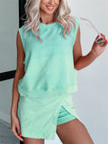 Women's Casual Athletic Sleeveless Cotton Tank Top & Skort Sets