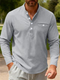 Men's Simple Autumn Henley Long Sleeve T-Shirt Casual Innerwear