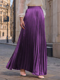 Women's Solid Color High Waist Big Hem Pleated A-Line Skirts