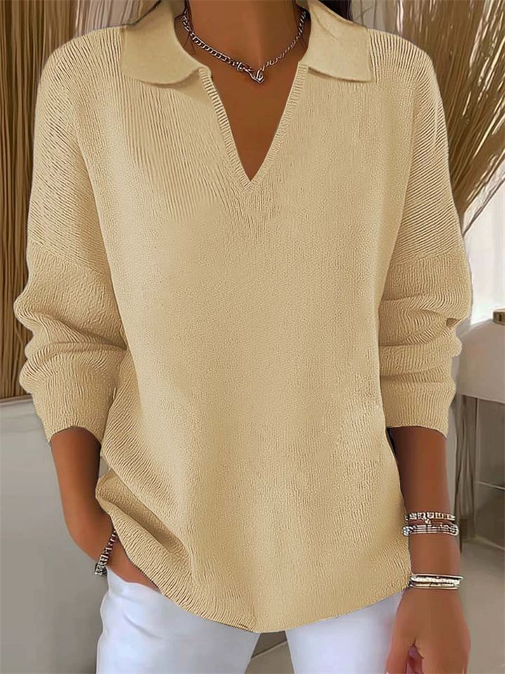 ‌Women's Soft Knit V Neck Casual Loose Fit Sweaters
