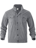 Men's Stand Collar Button Up Corduroy Workwear Jacket