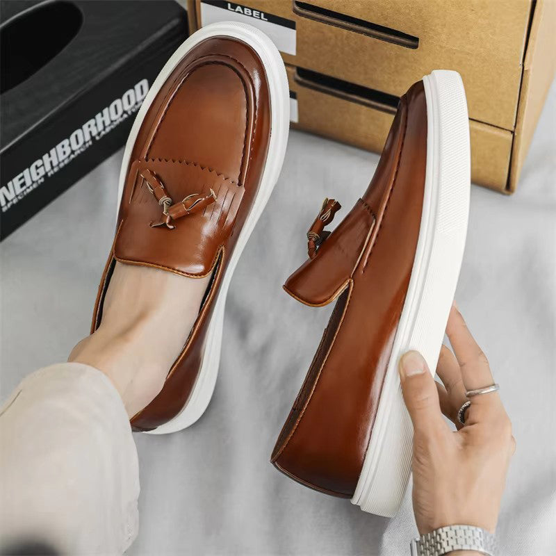Smooth Leather Tassels Slip-on Flats for Men