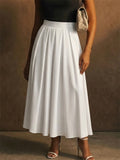 Women High Waist Elegant A Line Flowy Long Satin Maxi Skirt