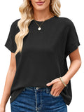 Women's Summer Solid Color Stripe Round Neck T-Shirt