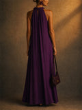 Women Summer Elegant  Ruffle Halter Maxi Gown Dress
