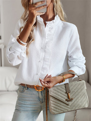 Chic Stylish Button Up Ruffle Blouses for Ladies
