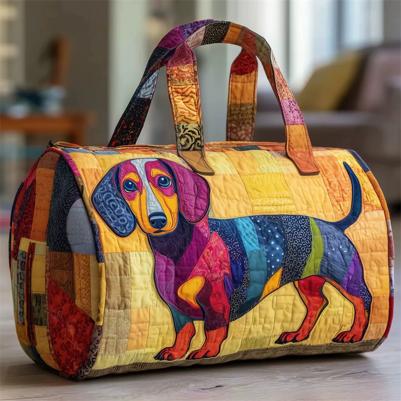 Colorful Dachshund Dog Print Duffle Bag