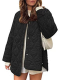Women's Autumn Solid Color Round Neck Loose Quilted Coats