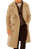 Men's Fashionable Lapel Collar Mid-length Woolen Coat