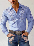 Men's Lapel Floral Printed Long Sleeve Casual Shirts