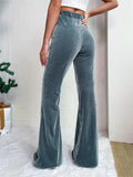 Women's Stylish Elastic Waist Corduroy Flared Pants
